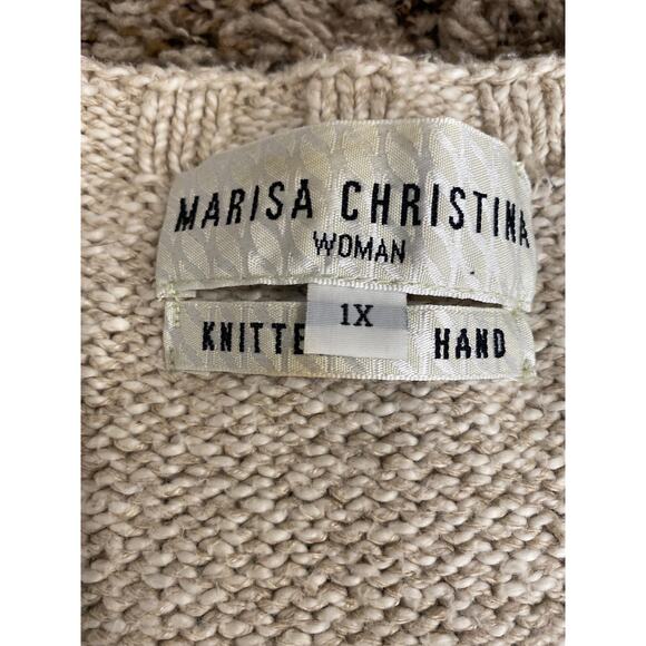 Marisa Christina Woman Size 1X Knitted By Hand Woven Sweater Cardigan Linen - Picture 6 of 11